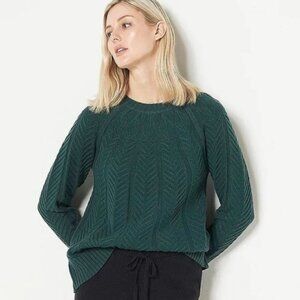 Jason Wu | Floral Cable Crewneck Sweater Green Evergreen